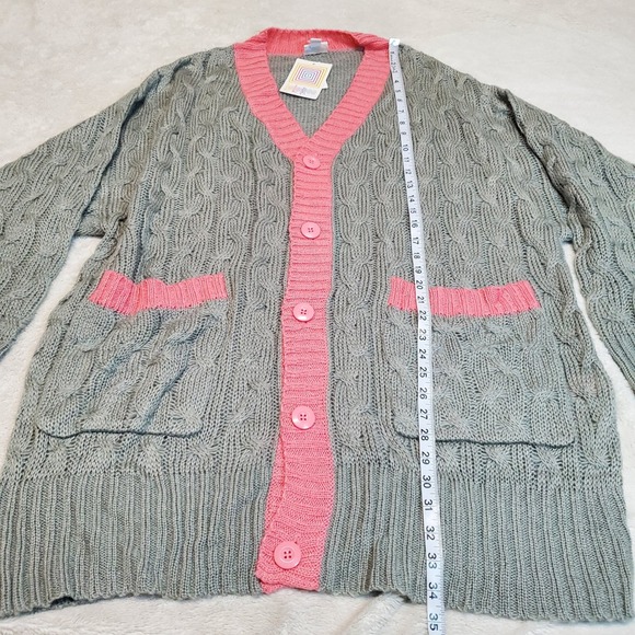 NWT Lularoe Gray Pink Classic Cozy Cottagecore Oversized Knit Long Cardigan L - Picture 5 of 8